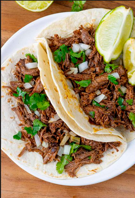 Grilled meat tacos with salsa verde